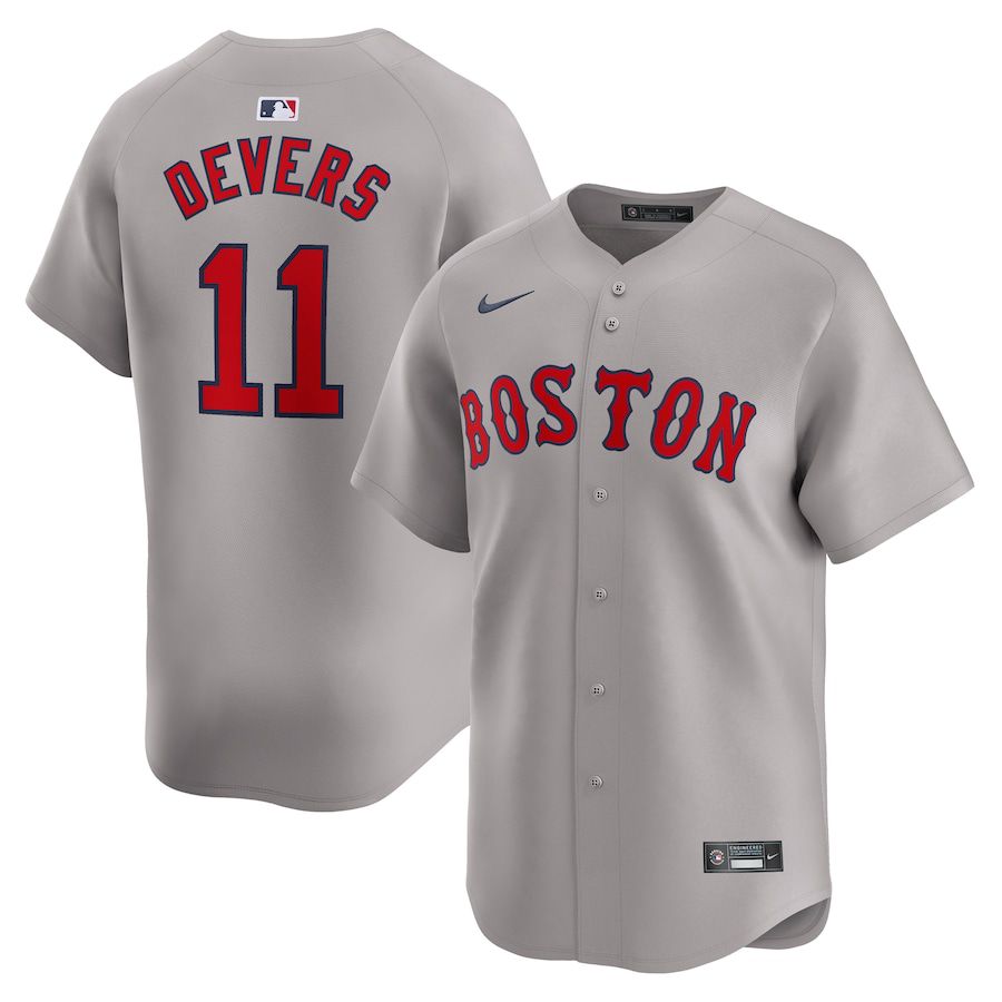 Men Boston Red Sox #11 Rafael Devers Nike Gray Away Limited Player MLB Jersey